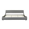 90.9 in. Gray Faux Leather Upholstered Wood Frame Curve Design King Platform Bed by Z-joyee