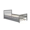 Gray Twin Bed with Trundle Platform Bed Frame with Headboard and Footboard 79.5 in. L x 42 in. W x 33.5 in. H by Z-joyee