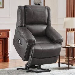 37 in. Gray Power Lift Chair with Adjustable Massage Function Recliner Chair with Heating System for Living Room by Z-joyee -Cheap Z-joyee Store gray z joyee recliners ljp sg000224aaa 31 1000