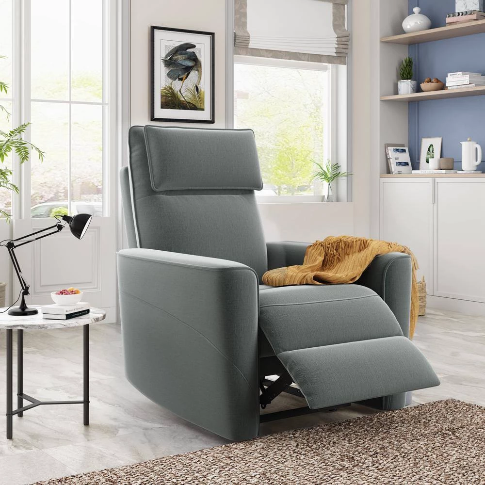 Gray Polyester Recliner Chair with Padded Seat Microfiber Manual Reclining Sofa by Z-joyee 8 Gray Polyester Recliner Chair with Padded Seat Microfiber Manual Reclining Sofa by Z-joyee - Image 8