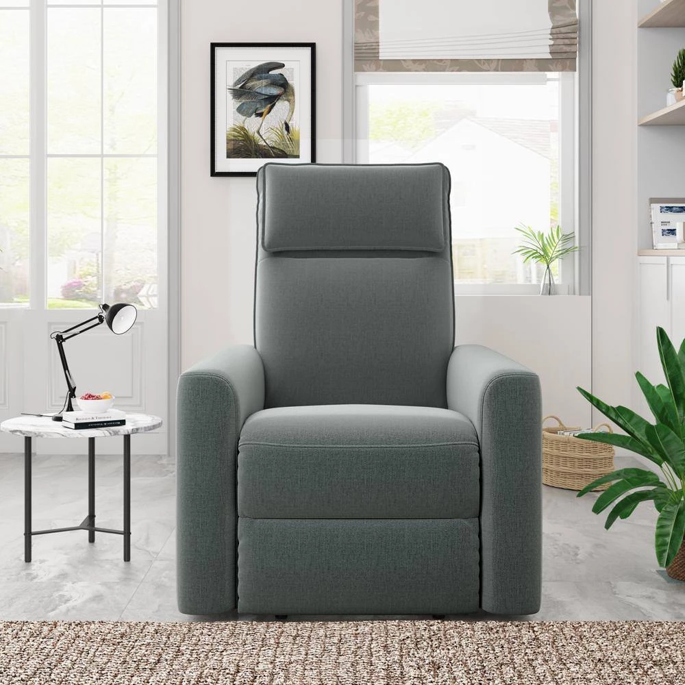 Gray Polyester Recliner Chair with Padded Seat Microfiber Manual Reclining Sofa by Z-joyee 7 Gray Polyester Recliner Chair with Padded Seat Microfiber Manual Reclining Sofa by Z-joyee - Image 7