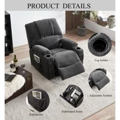 Gray Fabric Electric Power Lift Recliner Chair Sofa for Elderly by Z-joyee 17 Gray Fabric Electric Power Lift Recliner Chair Sofa for Elderly by Z-joyee -Cheap Z-joyee Store gray z joyee recliners p y202200071 31 1000