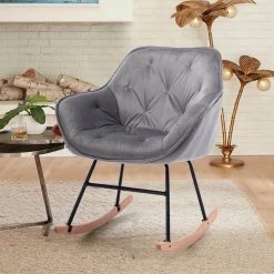 Gray Living Room Comfortable Rocking Chair Accent Chair by Z-joyee 9 Gray Living Room Comfortable Rocking Chair Accent Chair by Z-joyee -Cheap Z-joyee Store gray z joyee rockers gliders ottomans p q202200010 31 1000
