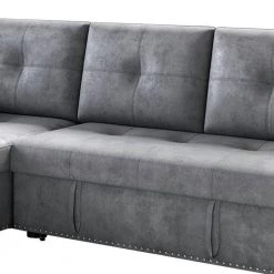 90.5 in. 2-Piece Reversible L Shaped Polyester Sectional Sofa with Pulled Out Bed and Storage in Gray by Z-joyee -Cheap Z-joyee Store gray z joyee sectional sofas f fb857214855 1f 1000