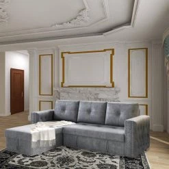 90.5 in. 2-Piece Reversible L Shaped Polyester Sectional Sofa with Pulled Out Bed and Storage in Gray by Z-joyee -Cheap Z-joyee Store gray z joyee sectional sofas f fb857214855 fa 1000