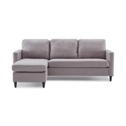82.6 in. 3-Seater Couch Linen L-Shape Reversible Sectional Sofa in Gray by Z-joyee