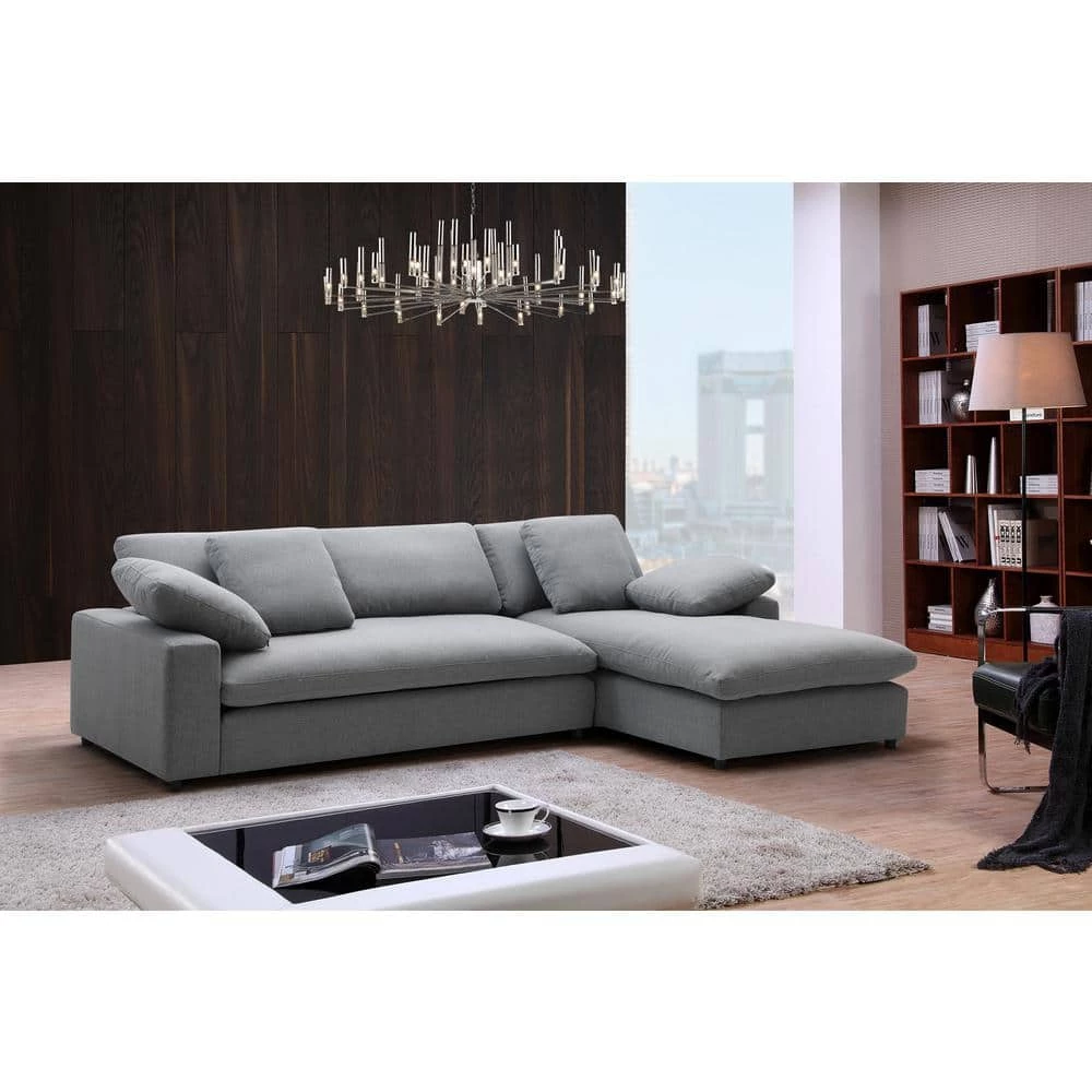 79.13 in. Square 2-piece L Shaped Fabric Sectional Sofa in Gray with Chaise by Z-joyee 6 79.13 in. Square 2-piece L Shaped Fabric Sectional Sofa in Gray with Chaise by Z-joyee - Image 6
