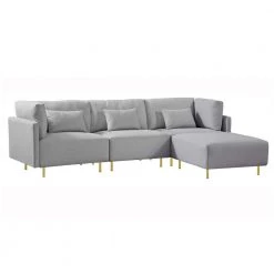 108.6 in. Square Arm 4-Piece L-Shaped Fabric Modern Sectional Sofa in Gray with Convertible Ottoman Chaise by Z-joyee