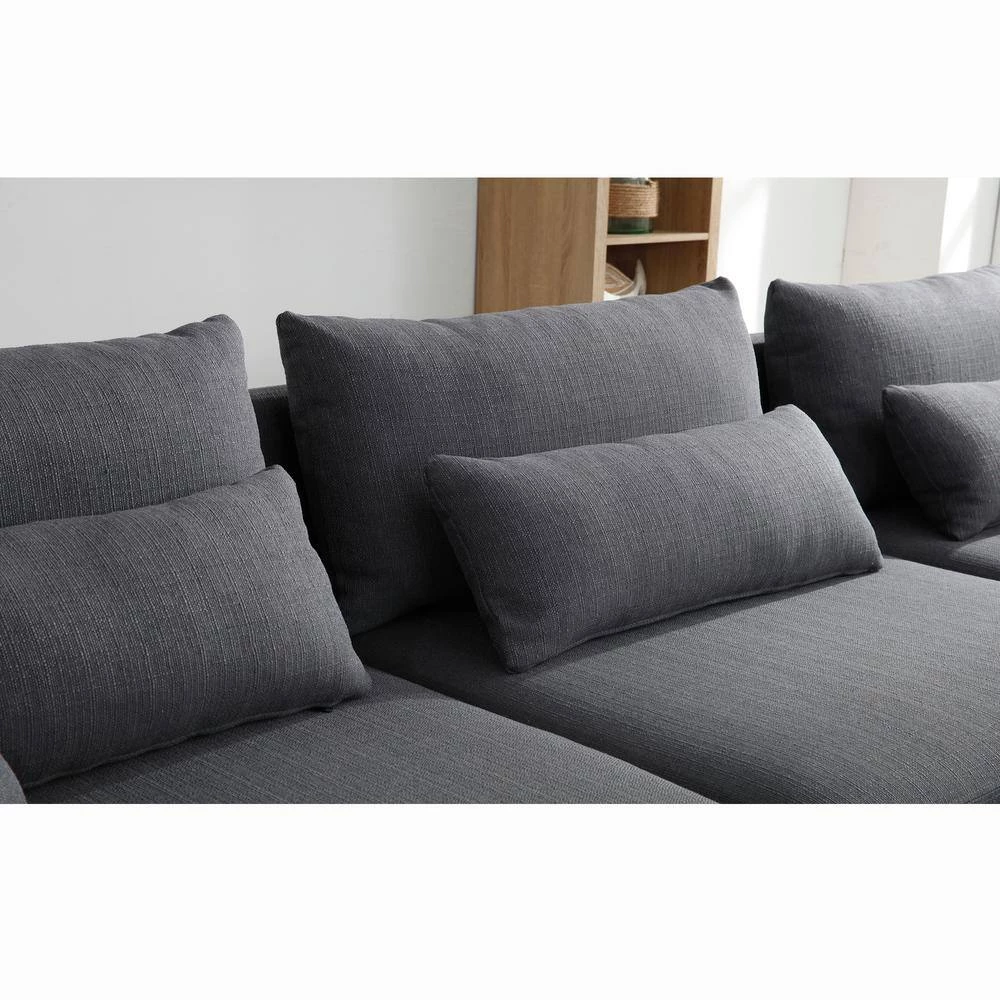 114 in. Square Arm 2-PieceL Shaped Fabric Modern Sectional Sofa in Gray with Removable Cushions by Z-joyee 5 114 in. Square Arm 2-PieceL Shaped Fabric Modern Sectional Sofa in Gray with Removable Cushions by Z-joyee - Image 5