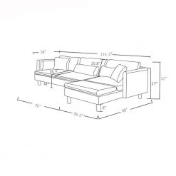 114 in. Square Arm 2-PieceL Shaped Fabric Modern Sectional Sofa in Gray with Removable Cushions by Z-joyee 12 114 in. Square Arm 2-PieceL Shaped Fabric Modern Sectional Sofa in Gray with Removable Cushions by Z-joyee -Cheap Z-joyee Store gray z joyee sectional sofas p q202200269 44 1000