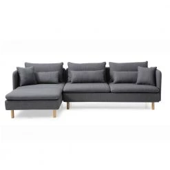 114 in. Square Arm 2-PieceL Shaped Fabric Modern Sectional Sofa in Gray with Removable Cushions by Z-joyee