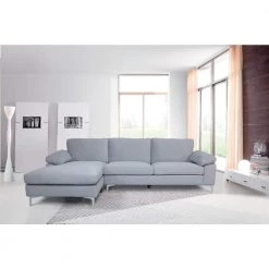 103.5 in. Pillow Top Arm 2-Piece L Shaped Velvet Left Hand Facing Modern Sectional Sofa in Gray by Z-joyee -Cheap Z-joyee Store gray z joyee sectional sofas p q202200383 31 1000