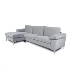 103.5 in. Pillow Top Arm 2-Piece L Shaped Velvet Left Hand Facing Modern Sectional Sofa in Gray by Z-joyee -Cheap Z-joyee Store gray z joyee sectional sofas p q202200383 4f 1000