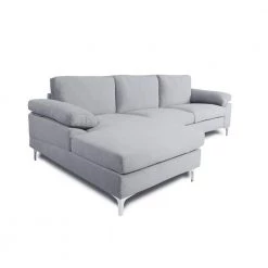 103.5 in. Pillow Top Arm 2-Piece L Shaped Velvet Left Hand Facing Modern Sectional Sofa in Gray by Z-joyee -Cheap Z-joyee Store gray z joyee sectional sofas p q202200383 c3 1000