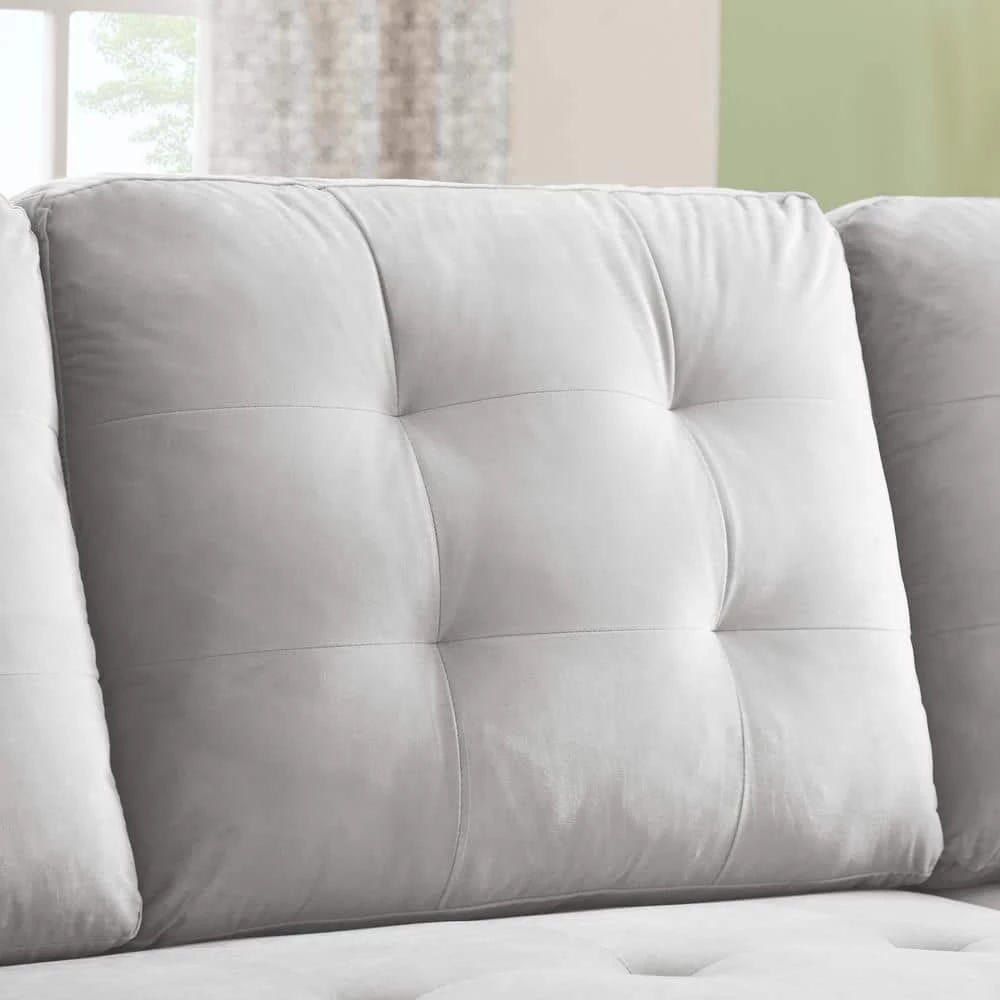 86.6 in. Square Arm 2-Piece L Shaped Velvet Modern Sectional Sofa in Gray w/Storage by Z-joyee 6 86.6 in. Square Arm 2-Piece L Shaped Velvet Modern Sectional Sofa in Gray w/Storage by Z-joyee - Image 6