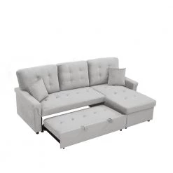 86.6 in. Square Arm 2-Piece L Shaped Velvet Modern Sectional Sofa in Gray w/Storage by Z-joyee