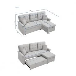 86.6 in. Square Arm 2-Piece L Shaped Velvet Modern Sectional Sofa in Gray w/Storage by Z-joyee 14 86.6 in. Square Arm 2-Piece L Shaped Velvet Modern Sectional Sofa in Gray w/Storage by Z-joyee -Cheap Z-joyee Store gray z joyee sectional sofas p s202200266 fa 1000