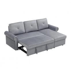 83.46 in. Width Gray Velvet Twin Size Sofa Bed by Z-joyee -Cheap Z-joyee Store gray z joyee sofa beds lyws346aaa fa 1000