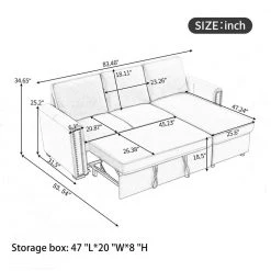 83.46 in. Width Gray Linen Twin Size Sofa Bed by Z-joyee -Cheap Z-joyee Store gray z joyee sofa beds lyws408aae 4f 1000