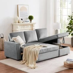 83.46 in. Width Gray Linen Twin Size Sofa Bed by Z-joyee -Cheap Z-joyee Store gray z joyee sofa beds lyws408aae c3 1000