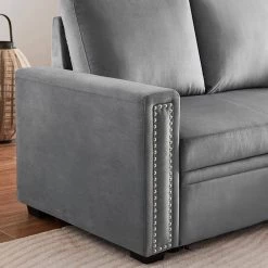 83.46 in. Width Gray Linen Twin Size Sofa Bed by Z-joyee -Cheap Z-joyee Store gray z joyee sofa beds lyws408aae fa 1000