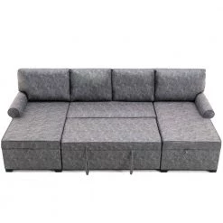 108.75 in. Gray Fabric Twin Size U-Shaped 4-Seats Sofa Bed with Storage and Chaise Lounges by Z-joyee -Cheap Z-joyee Store gray z joyee sofa beds p q202200199 1f 1000