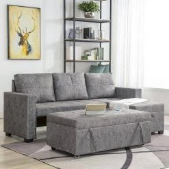 84 in. Gray Fabric Twin Size 3-Seats L-Shaped Sofa Bed by Z-joyee 13 84 in. Gray Fabric Twin Size 3-Seats L-Shaped Sofa Bed by Z-joyee -Cheap Z-joyee Store gray z joyee sofa beds p q202200200 31 1000