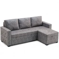 84 in. Gray Fabric Twin Size 3-Seats L-Shaped Sofa Bed by Z-joyee 9 84 in. Gray Fabric Twin Size 3-Seats L-Shaped Sofa Bed by Z-joyee -Cheap Z-joyee Store gray z joyee sofa beds p q202200200 c3 1000