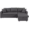 87.4 in. Gray Fabric Twin Size Sleeper Sectional Sofa Bed with Storage Space and 2 Tossing Cushions by Z-joyee