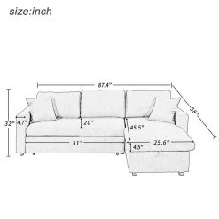 87.4 in. Gray Fabric Twin Size Sleeper Sectional Sofa Bed with Storage Space and 2 Tossing Cushions by Z-joyee -Cheap Z-joyee Store gray z joyee sofa beds p q202200223 fa 1000