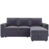 91 in. Gray Polyester Full Size Reversible Pull out Sleeper Sectional Storage Sofa Bed by Z-joyee
