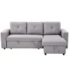 90 in. Gray Polyester Full Size Reversible Pull Out Sleeper L-Shaped Sectional Storage Sofa Bed by Z-joyee
