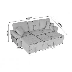 86.22 in. Gray Polyester Full Size Storage Sofa Bed by Z-joyee -Cheap Z-joyee Store gray z joyee sofa beds p q202200372 4f 1000