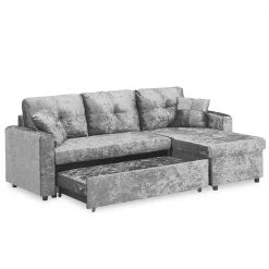 85.8 in. Gray Velvet Full Size L Shaped Sectional Sofa Sofa Bed by Z-joyee -Cheap Z-joyee Store gray z joyee sofa beds p q202200388 4f 1000