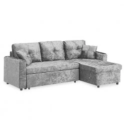 85.8 in. Gray Velvet Full Size L Shaped Sectional Sofa Sofa Bed by Z-joyee -Cheap Z-joyee Store gray z joyee sofa beds p q202200388 c3 1000