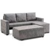 84 in. Square Arm Polyester L Shaped Storage Corner Sofa Bed with Nailhead Trim in Gray by Z-joyee