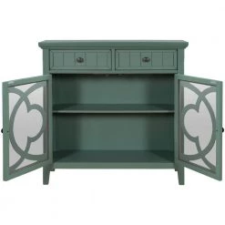 Accent Green Wood Storage Cabinet with Adjustable Shelf and Glass Doors by Z-joyee -Cheap Z-joyee Store green z joyee accent cabinets ly wf284634aad 77 1000