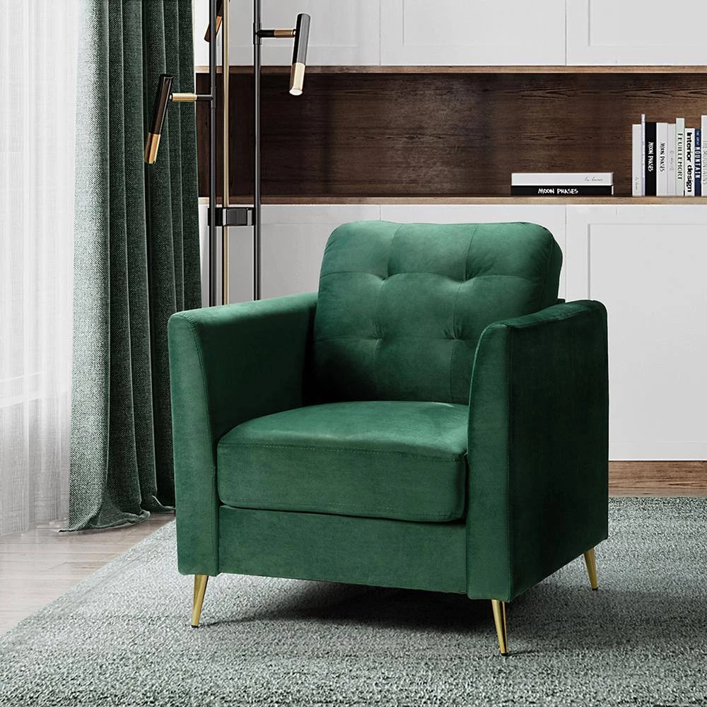 Mordern 31.8 in. W Green Velvet Tuft Arm Chair by Z-joyee 10 Mordern 31.8 in. W Green Velvet Tuft Arm Chair by Z-joyee - Image 10