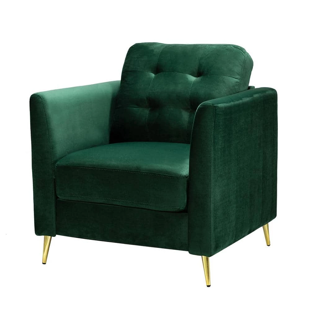 Mordern 31.8 in. W Green Velvet Tuft Arm Chair by Z-joyee 1 Mordern 31.8 in. W Green Velvet Tuft Arm Chair by Z-joyee