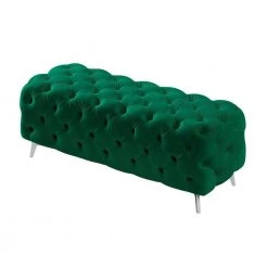 18.89 in. H x 51.18 in. W x 19.68 in. D Green Button-Tufted Ottoman Bench Upholstered Velvet Footrest Stool Accent Bench by Z-joyee -Cheap Z-joyee Store green z joyee bedroom benches p s202200334 4f 1000