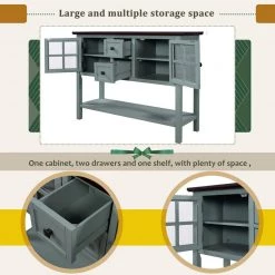 45 in. Green Standard Rectangle Wood Console Table with 2-Drawers, 2-Cabinets and 1-Shelf by Z-joyee -Cheap Z-joyee Store green z joyee console tables f fb857221570 1f 1000