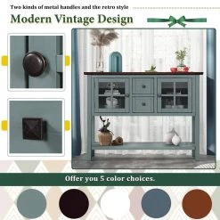 45 in. Green Standard Rectangle Wood Console Table with 2-Drawers, 2-Cabinets and 1-Shelf by Z-joyee -Cheap Z-joyee Store green z joyee console tables f fb857221570 44 1000