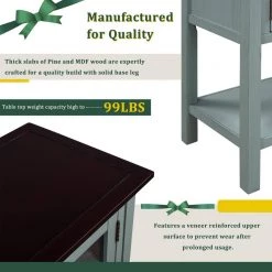 45 in. Green Standard Rectangle Wood Console Table with 2-Drawers, 2-Cabinets and 1-Shelf by Z-joyee -Cheap Z-joyee Store green z joyee console tables f fb857221570 4f 1000