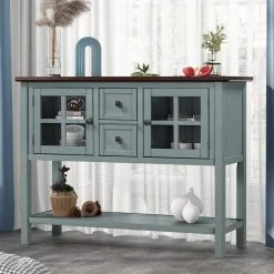 45 in. Green Standard Rectangle Wood Console Table with 2-Drawers, 2-Cabinets and 1-Shelf by Z-joyee -Cheap Z-joyee Store green z joyee console tables f fb857221570 76 1000