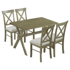 5-Piece Rectangle Green Wood Top Dining Room Set Seats 4 by Z-joyee 15 5-Piece Rectangle Green Wood Top Dining Room Set Seats 4 by Z-joyee -Cheap Z-joyee Store green z joyee dining room sets ly sh000160aab 1f 1000