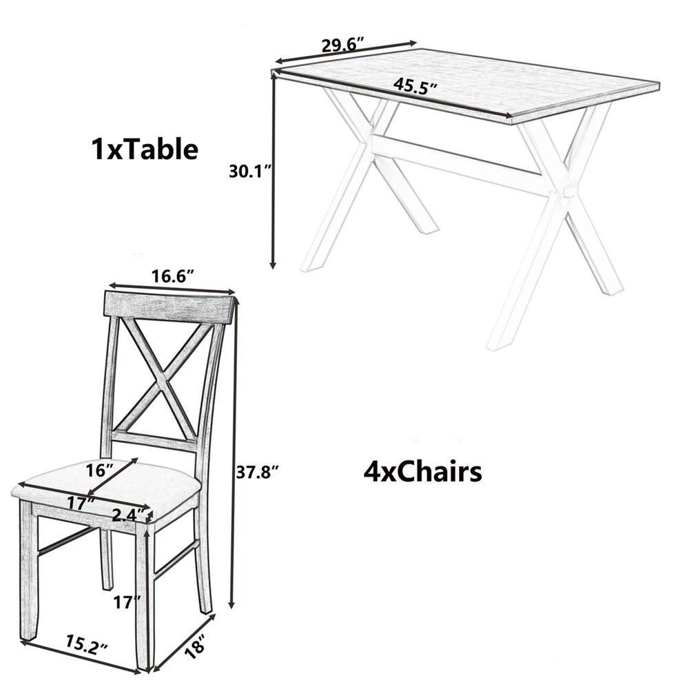 5-Piece Rectangle Green Wood Top Dining Room Set Seats 4 by Z-joyee 5 5-Piece Rectangle Green Wood Top Dining Room Set Seats 4 by Z-joyee - Image 5