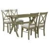 5-Piece Rectangle Green Wood Top Dining Room Set Seats 4 by Z-joyee