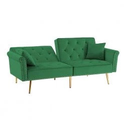 Green Velvet Tufted Sofa Couch Loveseat Futon Bed by Z-joyee -Cheap Z-joyee Store green z joyee futons p s202200360 1f 1000