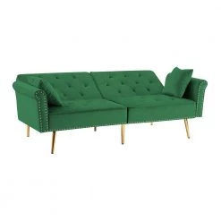 Green Velvet Tufted Sofa Couch Loveseat Futon Bed by Z-joyee -Cheap Z-joyee Store green z joyee futons p s202200360 4f 1000