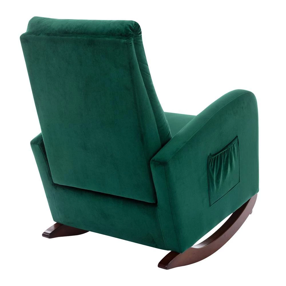 Green Velvet High Back Rocking Chair Nursery Chair Comfortable Rocker by Z-joyee 3 Green Velvet High Back Rocking Chair Nursery Chair Comfortable Rocker by Z-joyee - Image 3